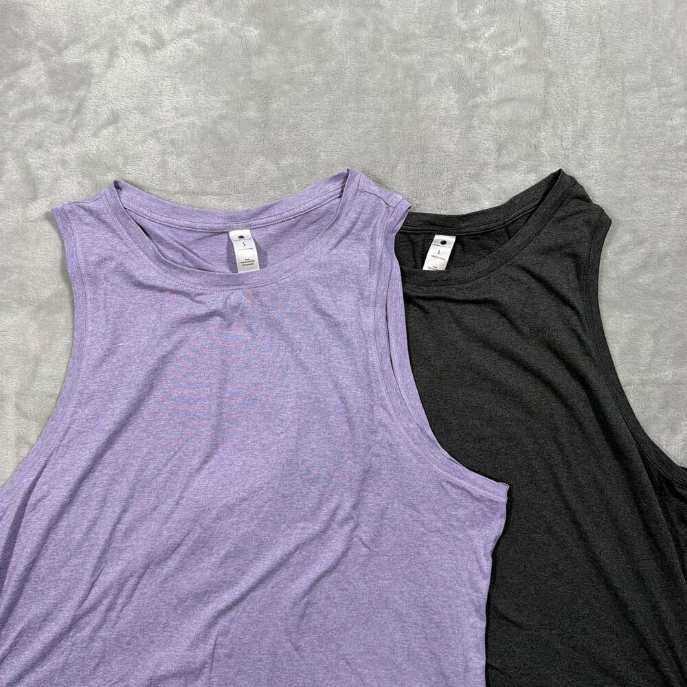 Yogalicious Womens Large Tank Tops Lot of 2 Purple Gray Athletic Workout Yoga